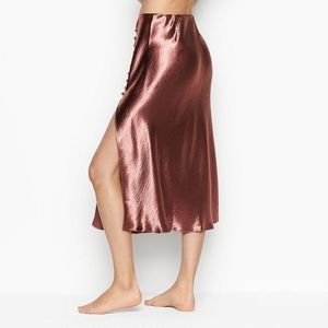 Textured Satin Midi Slip Skirt